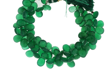 Green Onyx 12x8mm Faceted Pear Shaped Briolettes