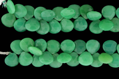 Apple Green Chrysoprase 15mm Faceted Heart Shaped Briolettes