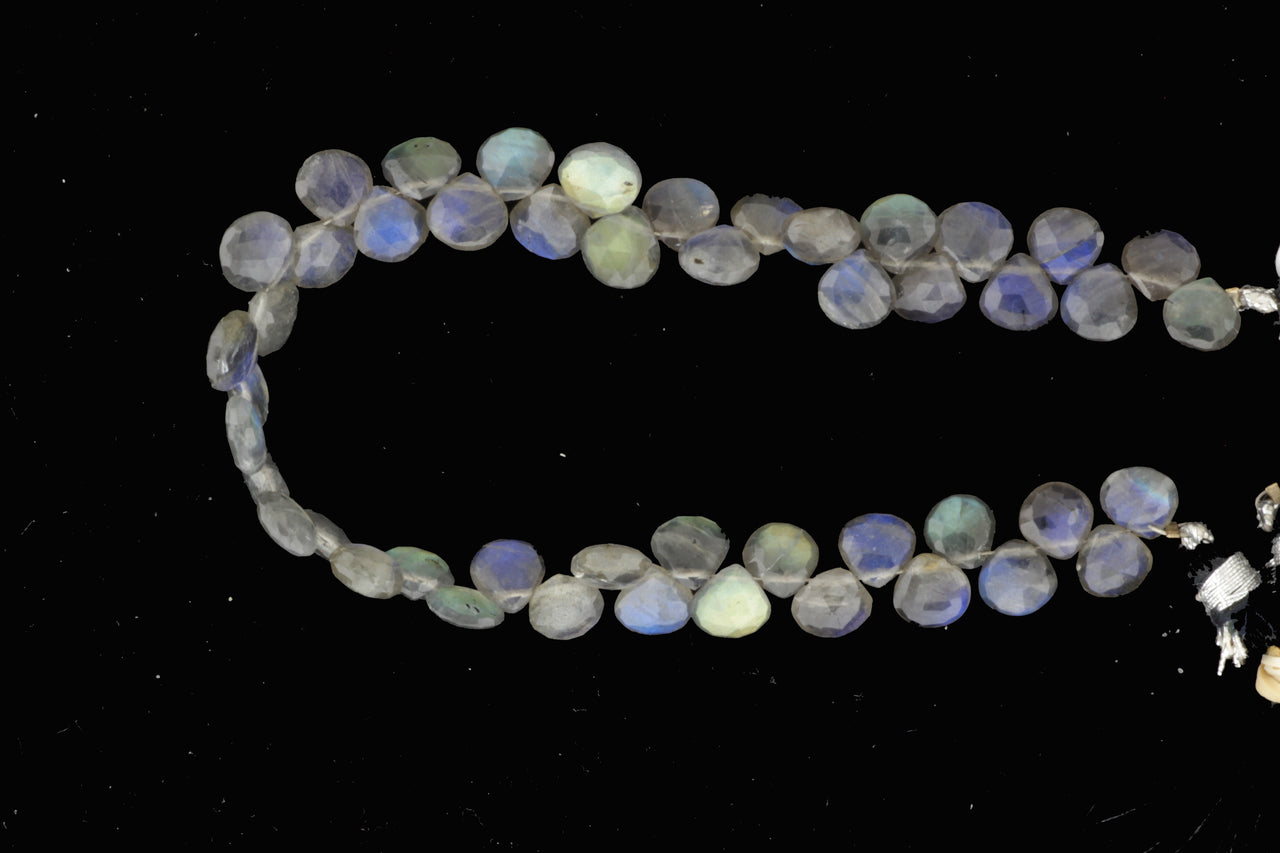 AA Dark Blue Labradorite 7mm Faceted Heart Shaped Briolettes