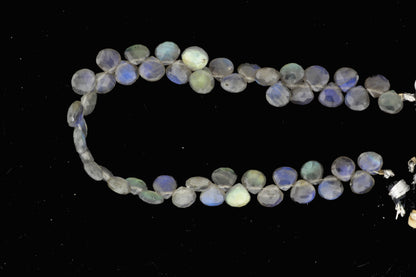 AA Dark Blue Labradorite 7mm Faceted Heart Shaped Briolettes