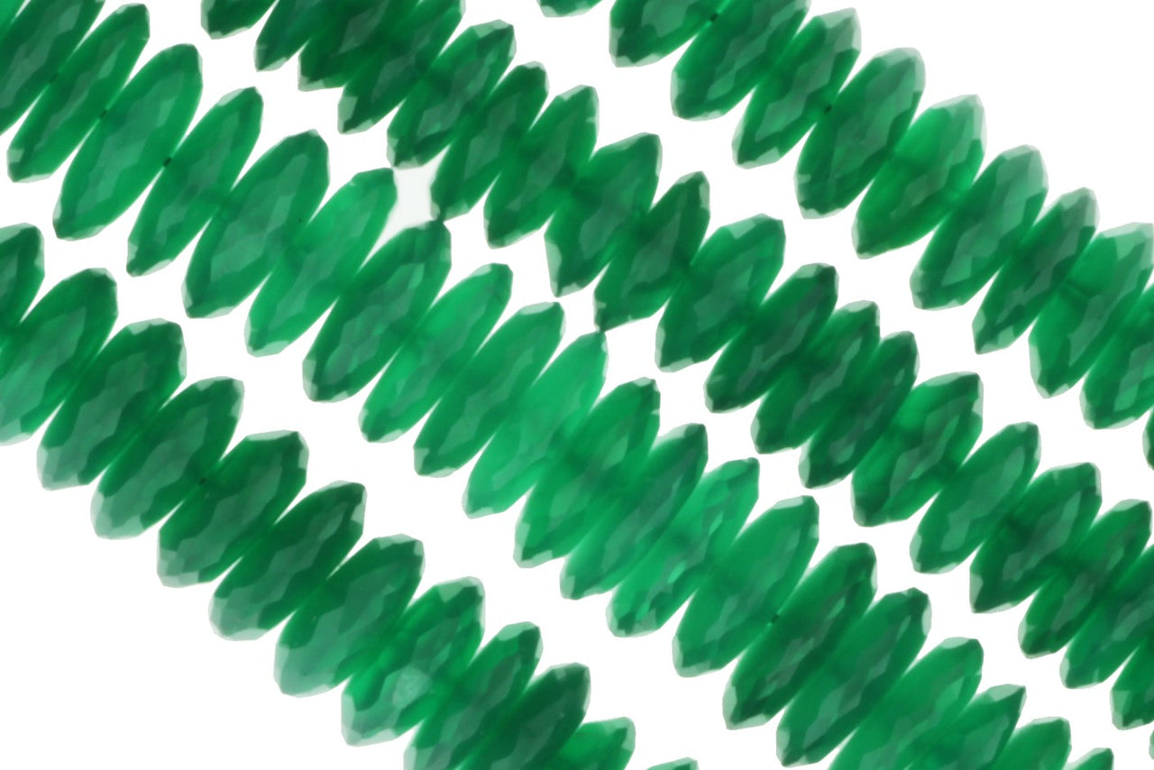 Green Onyx 8mm German Cut Faceted Rondelles