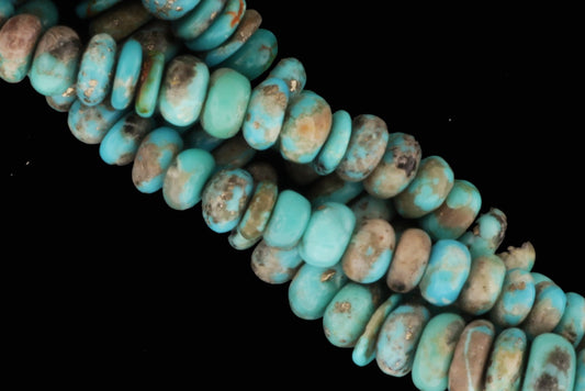 Natural Blue and Black Turquoise 6mm Smooth Rondelles