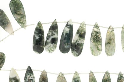 Green Moss Agate 20x10mm Faceted Pear Shaped Briolettes