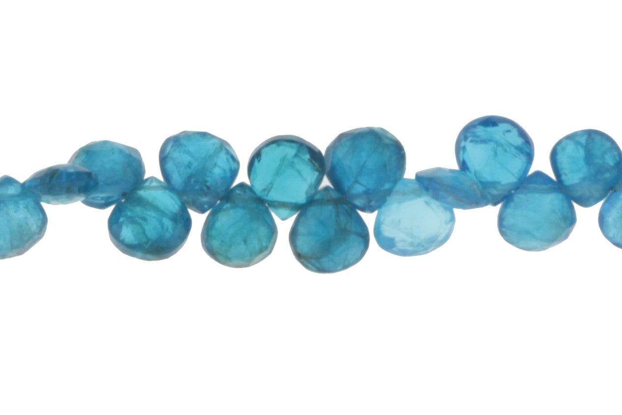 Neon Blue Apatite 5mm Faceted Heart Shaped Briolettes