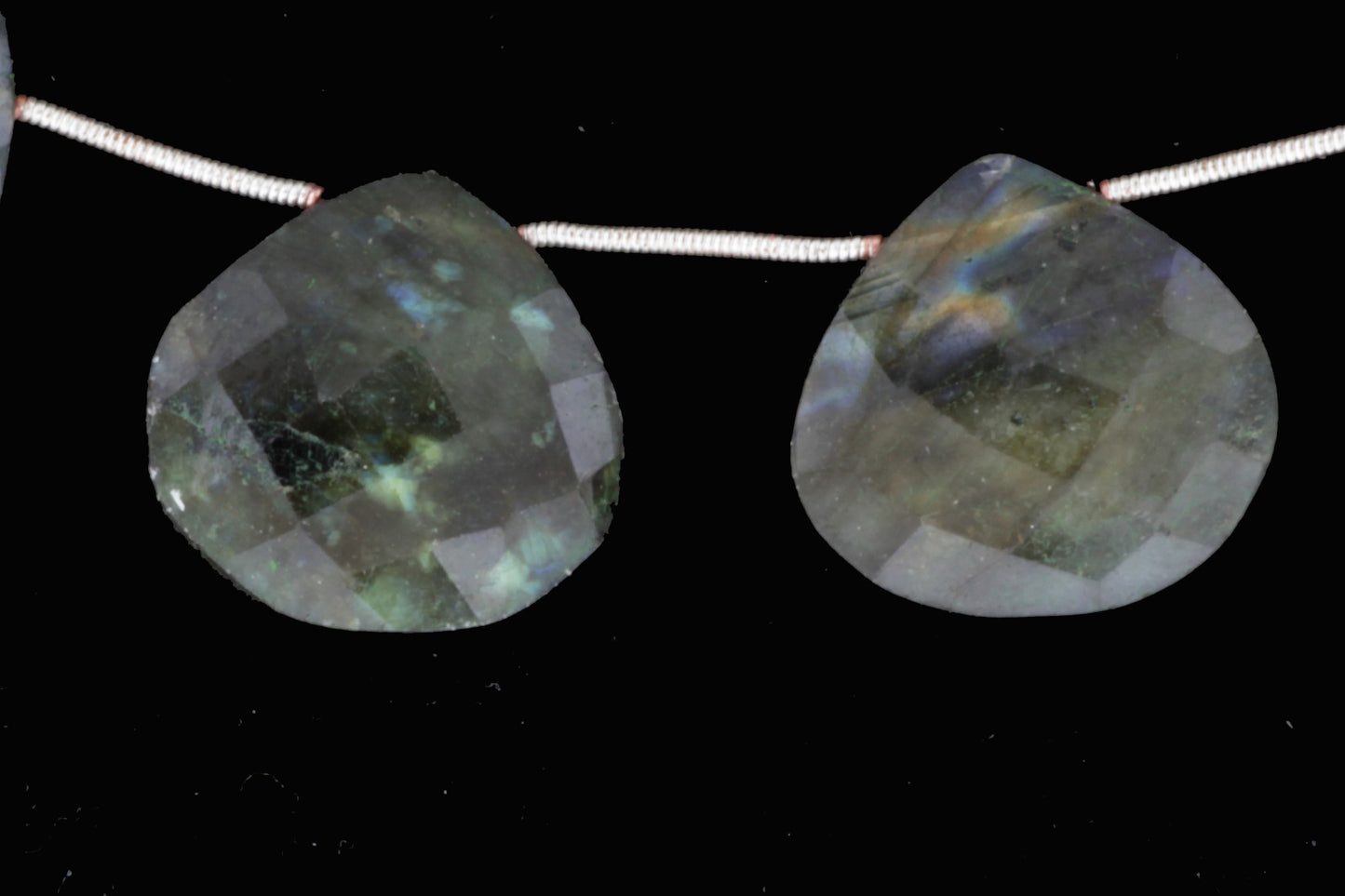 Blue Labradorite 20mm Faceted Heart Shaped Briolettes