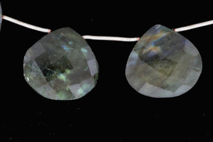 Blue Labradorite 20mm Faceted Heart Shaped Briolettes