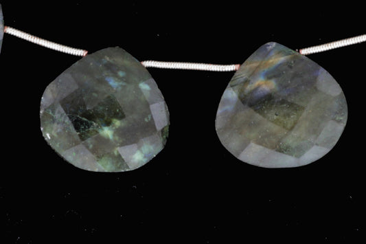Blue Labradorite 20mm Faceted Heart Shaped Briolettes