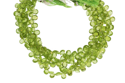 Green Peridot 7x5mm Faceted Pear Shaped Briolettes