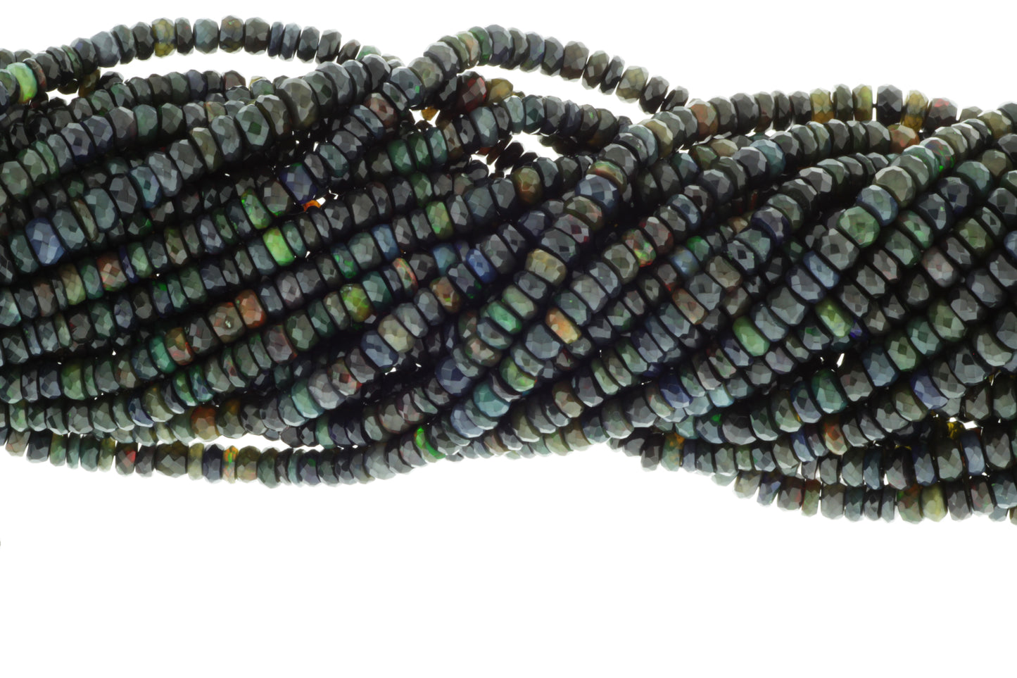 Black Ethiopian Opal 5mm Faceted Rondelles