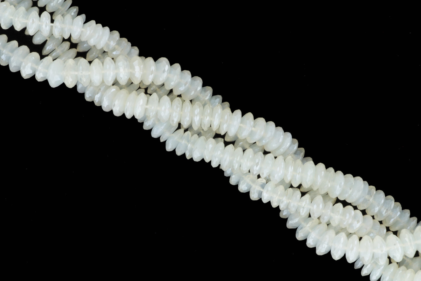 Coated White Moonstone 8mm German Cut Faceted Rondelles