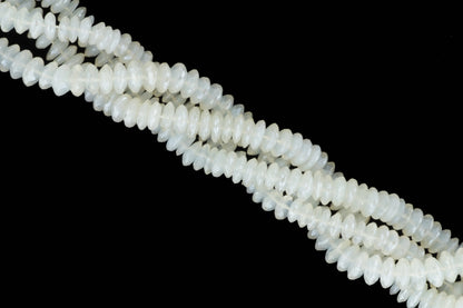 Coated White Moonstone 8mm German Cut Faceted Rondelles
