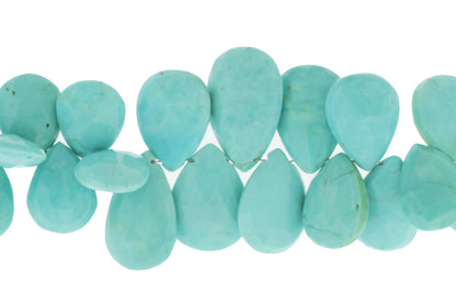 Natural Blue Turquoise 15x12mm Faceted Pear Shaped Briolettes