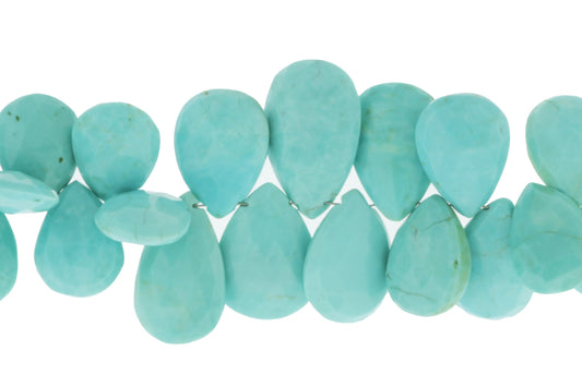 Natural Blue Turquoise 15x12mm Faceted Pear Shaped Briolettes