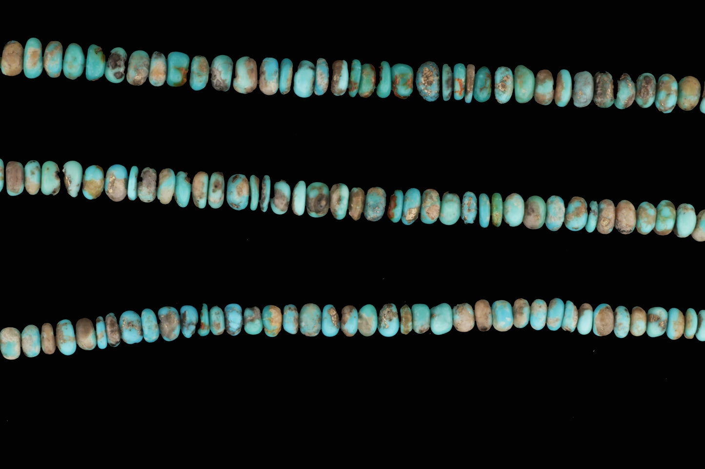 Natural Blue and Black Turquoise 7mm Smooth Rondelles
