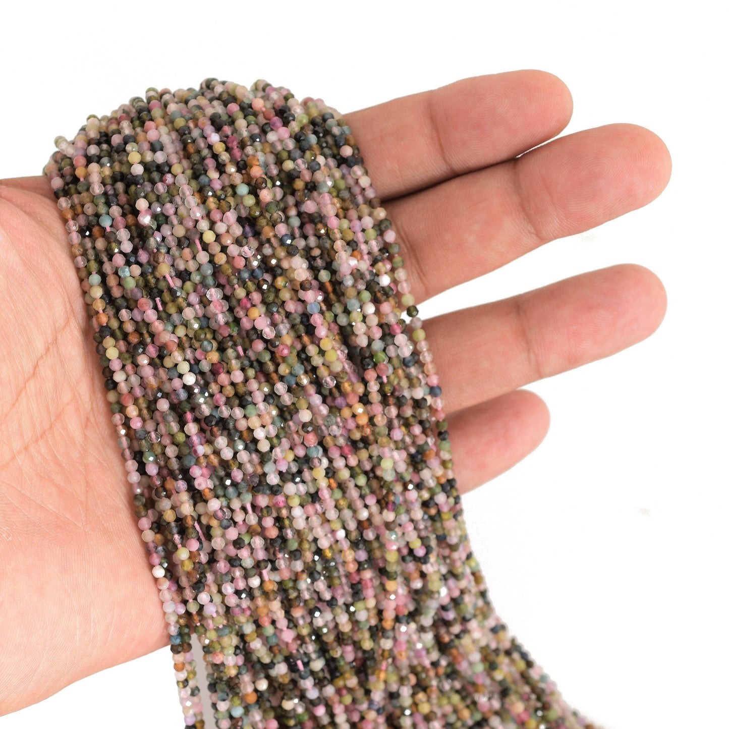 Confetti Watermelon Tourmaline 2mm Faceted Rounds