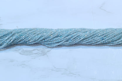 Blue Milky Aquamarine 2mm Faceted Rounds