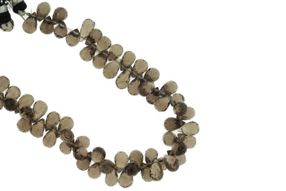 Brown Smoky Quartz 8x5mm Faceted Teardrop Briolettes