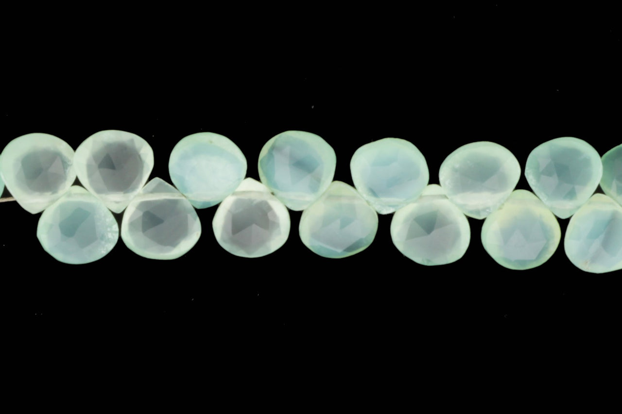 Aqua Chalcedony 6mm Faceted Heart Shaped Briolettes