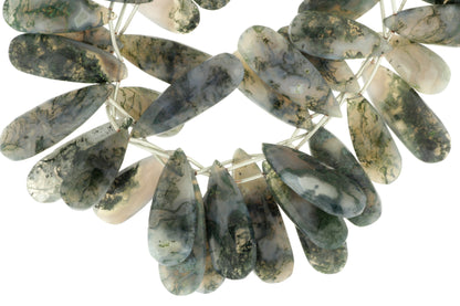 Green Moss Agate 20x10mm Faceted Pear Shaped Briolettes