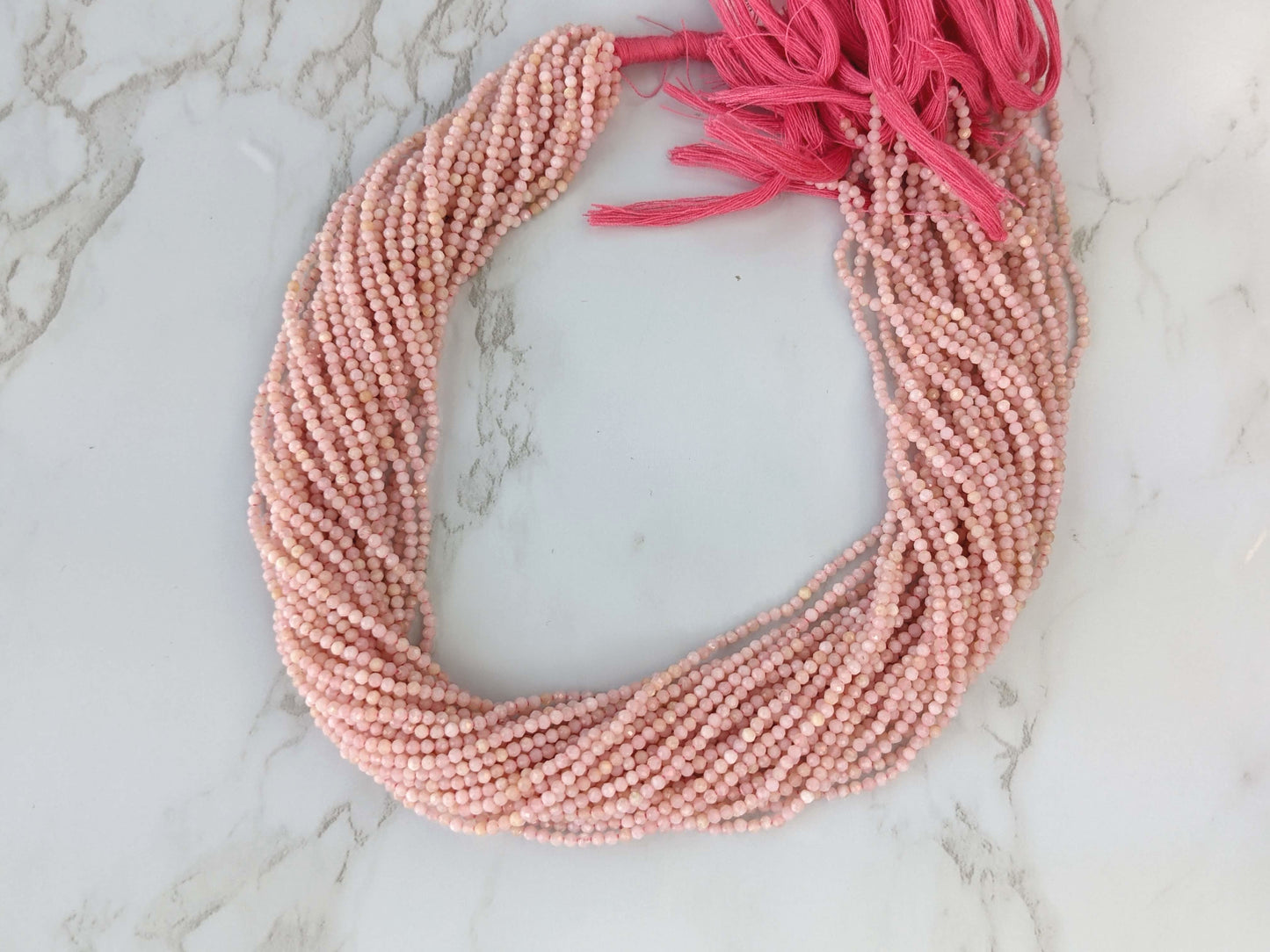 Pink Opal 2mm Faceted Rounds Bead Strand
