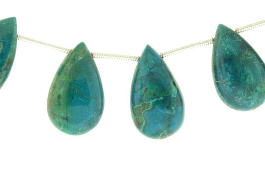 Blue Green Chrysocolla 16x10mm Smooth Pear Shaped Briolettes