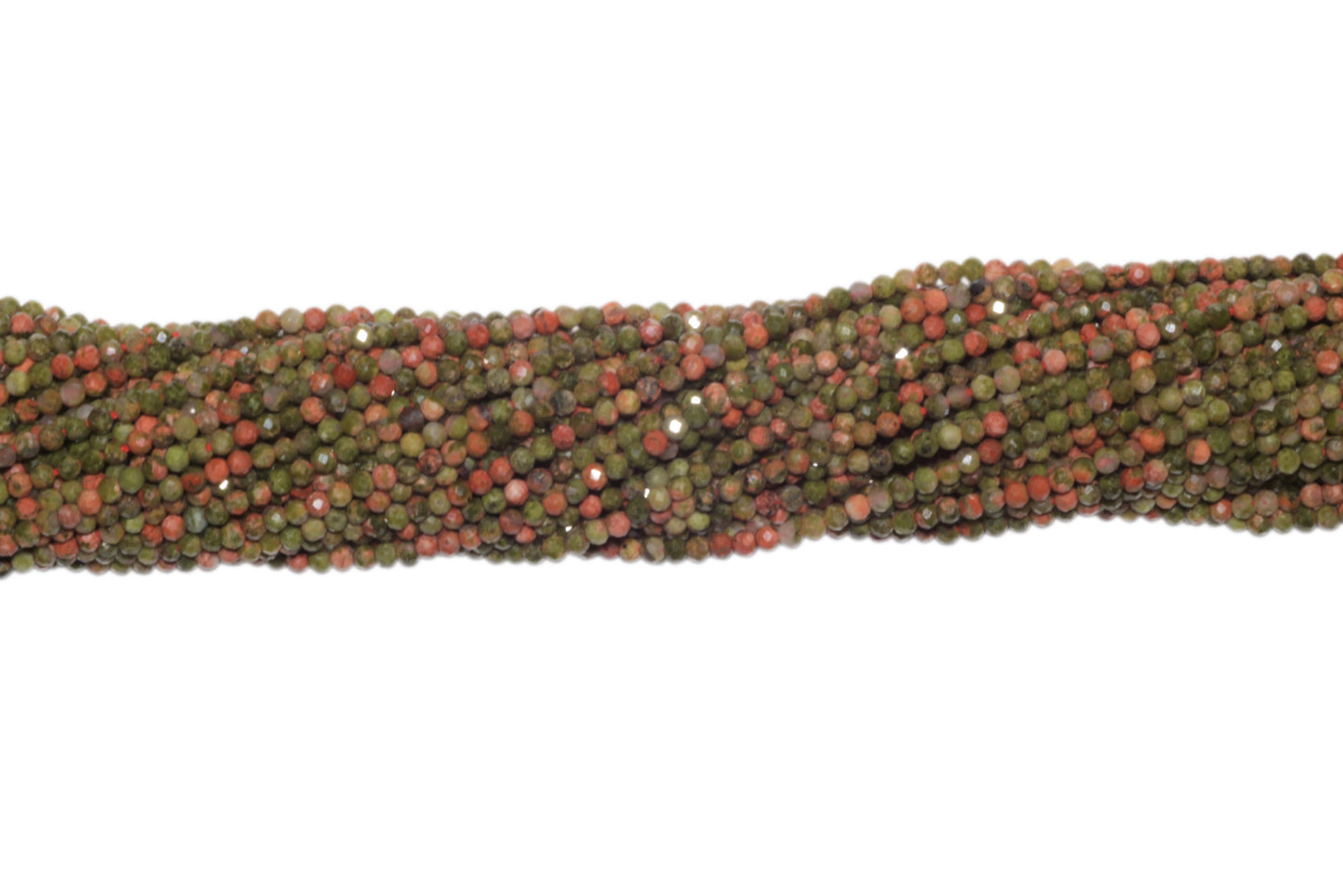 Green and Red Unakite 2mm Faceted Rounds