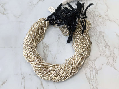 Silver Plated Pyrite 2mm Faceted Rounds