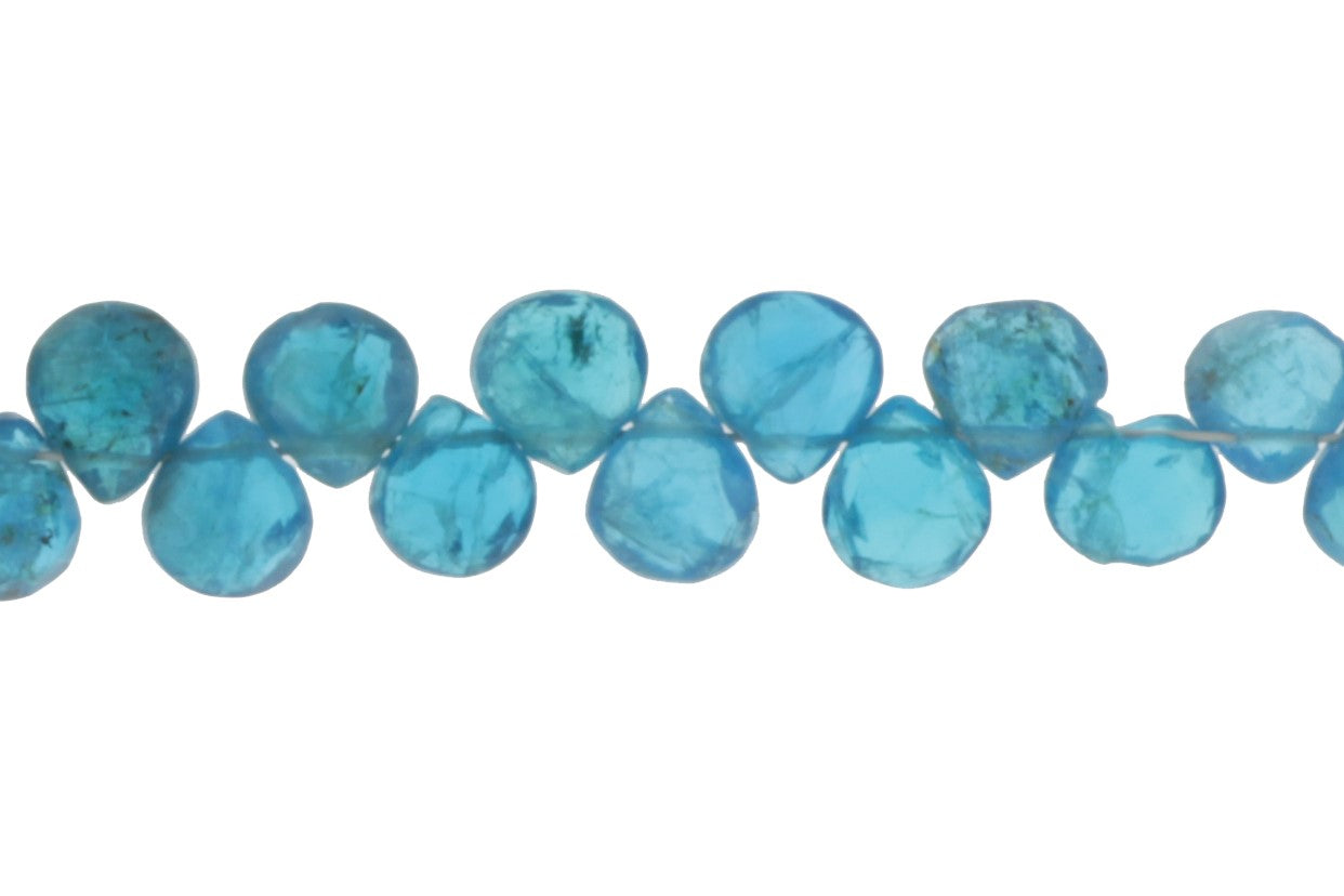 Neon Blue Apatite 6mm Faceted Heart Shaped Briolettes