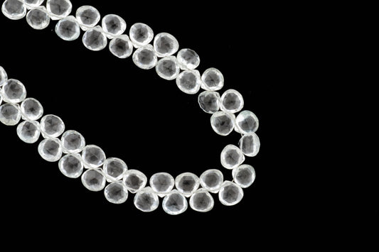 White Topaz 10mm Faceted Heart Shaped Briolettes