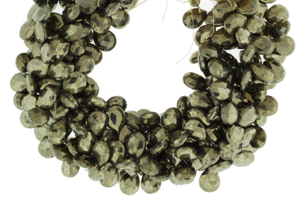 Natural Pyrite 11x9mm Faceted Pear Shaped Briolettes