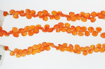 Orange Carnelian 8mm Faceted Heart Shaped Briolettes