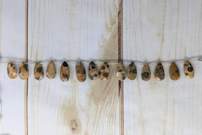 Brown Spotted Jasper 18x10mm Faceted Pear Shaped Briolettes