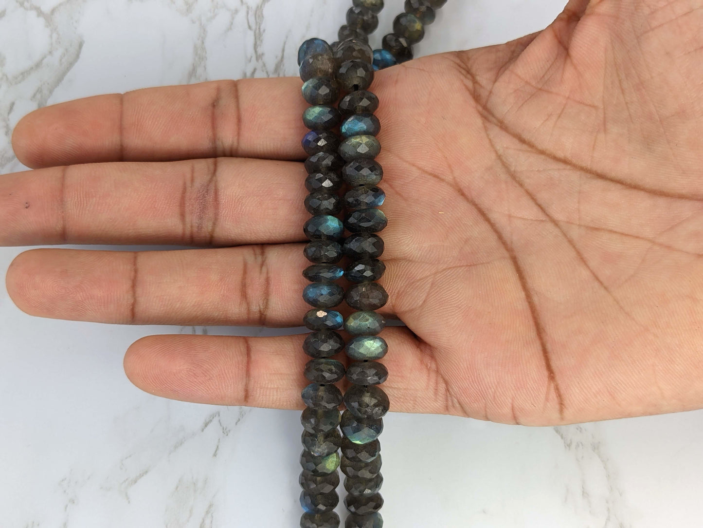 Natural Blue Labradorite 10mm Faceted Rondelles
