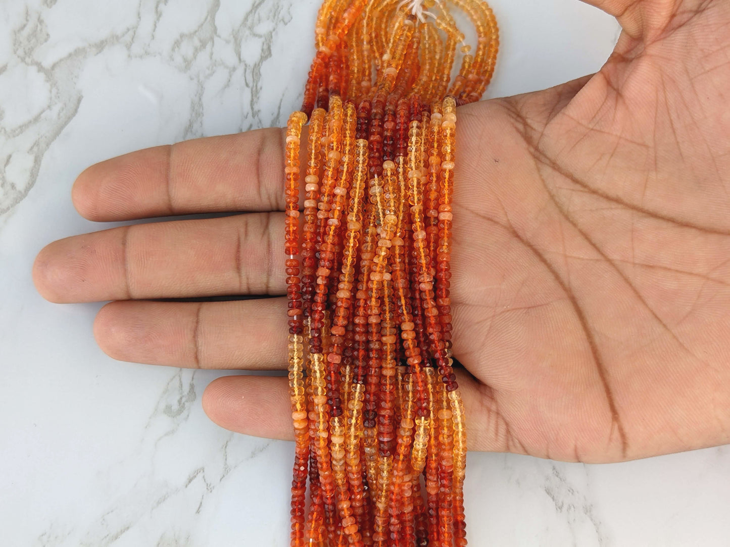 Ombre Orange Mexican Fire Opal 3.5mm Faceted Rondelles