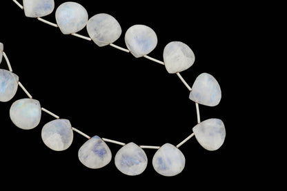 Blue Rainbow Moonstone 14mm Faceted Heart Shaped Briolettes