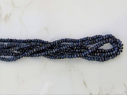 Navy Blue Sapphire 2mm Faceted Rondelles