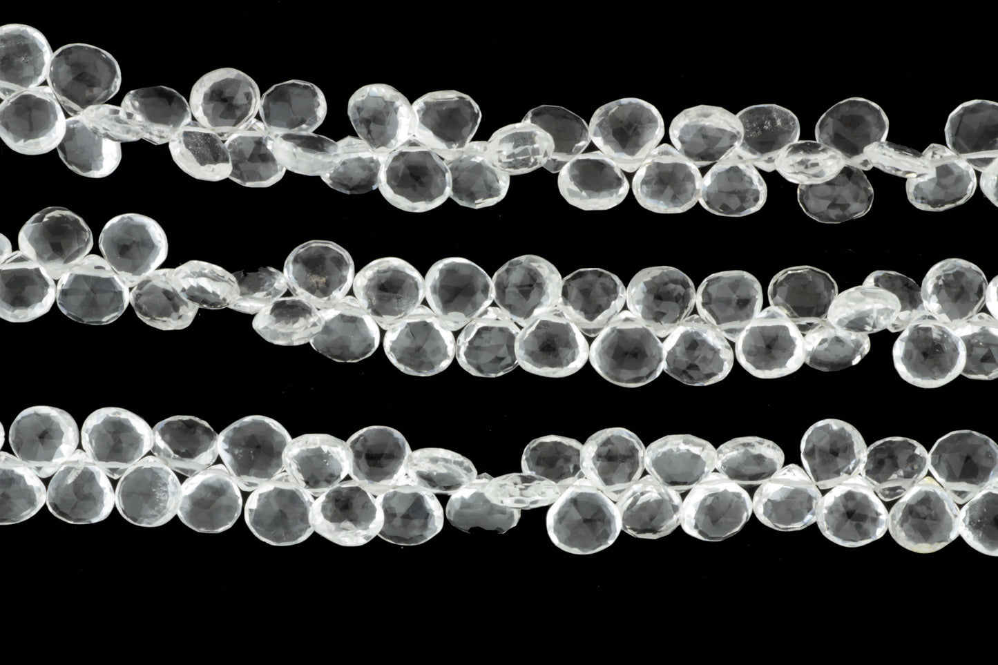 Clear Rock Crystal Quartz 9mm Faceted Heart Shaped Briolettes