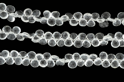 Clear Rock Crystal Quartz 9mm Faceted Heart Shaped Briolettes