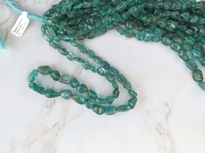 Sea Blue Apatite 8x6mm Smooth Nuggets