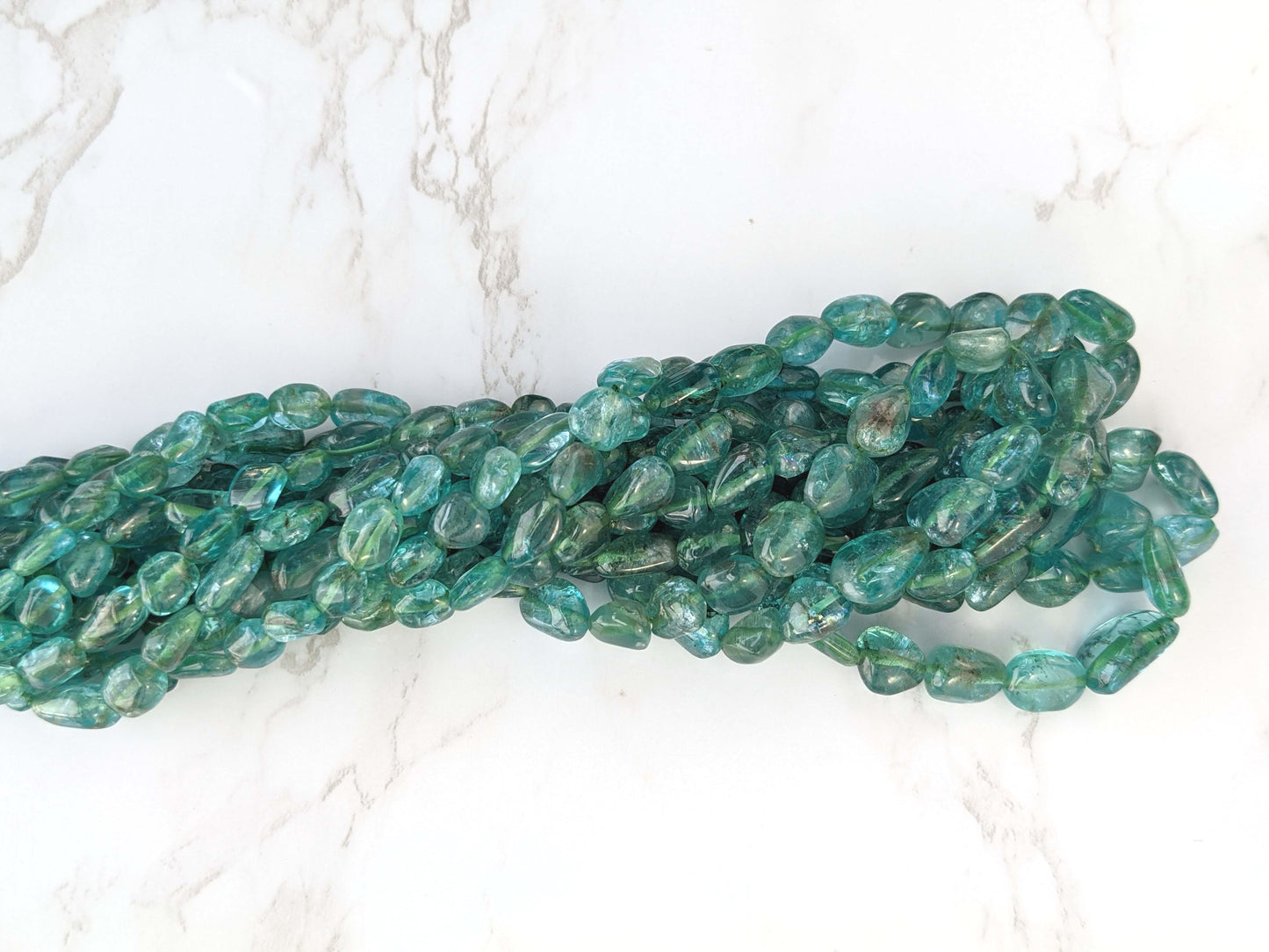 Sea Blue Apatite 8x6mm Smooth Nuggets