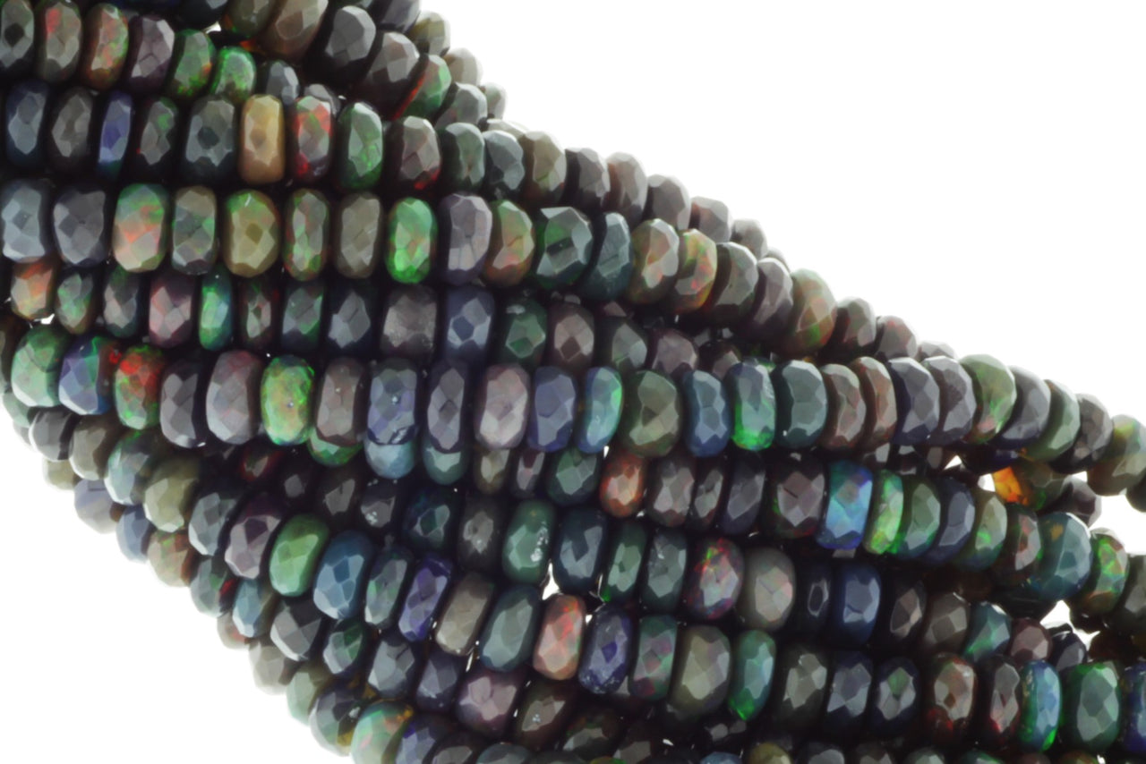 Black Ethiopian Opal 3.5mm Faceted Rondelles