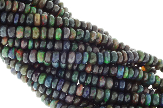 Black Ethiopian Opal 3.5mm Faceted Rondelles
