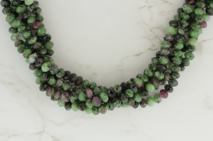 Green and Red Ruby Zoisite 5mm Faceted Rondelles