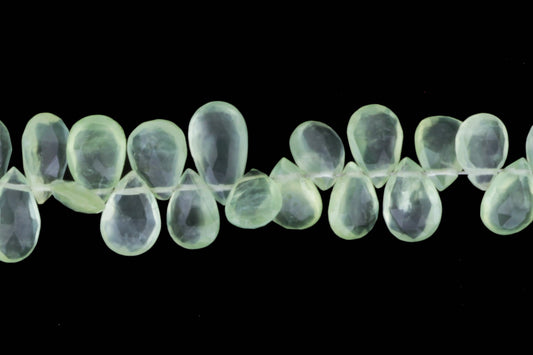 Green Prehnite 8x5mm Faceted Pear Shaped Briolettes