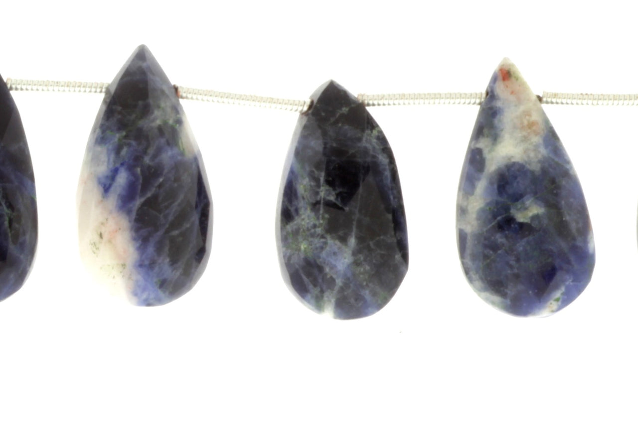 Blue Sodalite 20x11mm Faceted Pear Shaped Briolettes