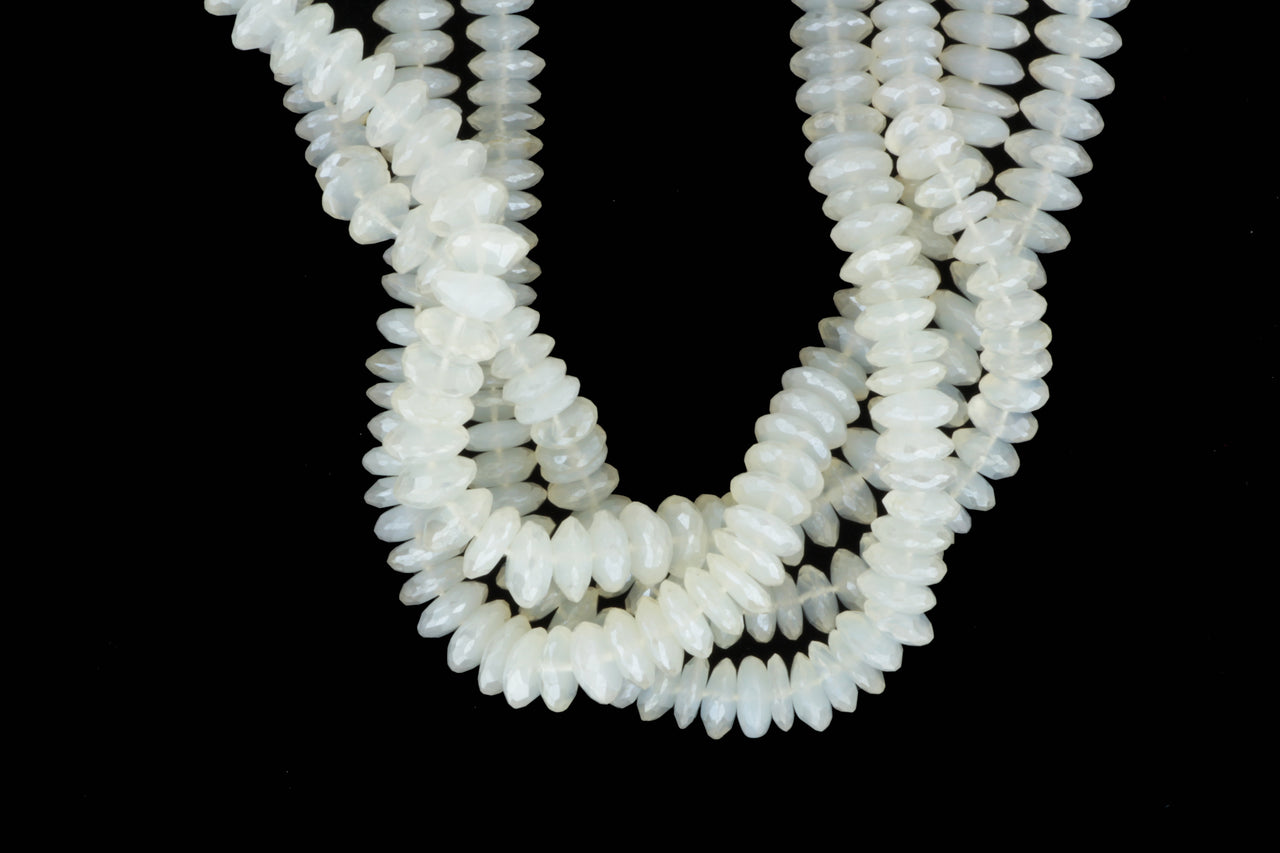 Coated White Moonstone 8mm German Cut Faceted Rondelles