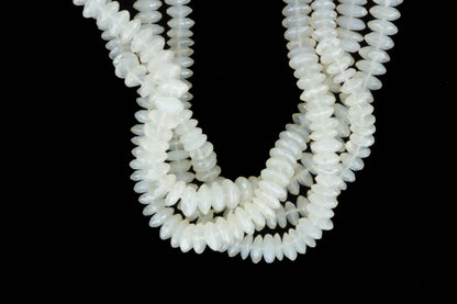 Coated White Moonstone 8mm German Cut Faceted Rondelles