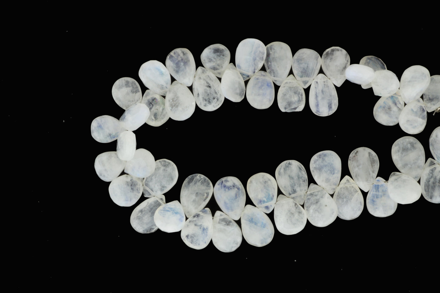 Blue Rainbow Moonstone 12x8mm Faceted Pear Shaped Briolettes