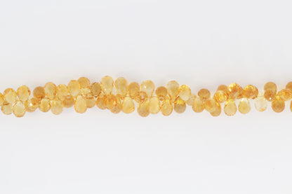 Yellow Citrine 6x4mm Faceted Teardrop Briolettes
