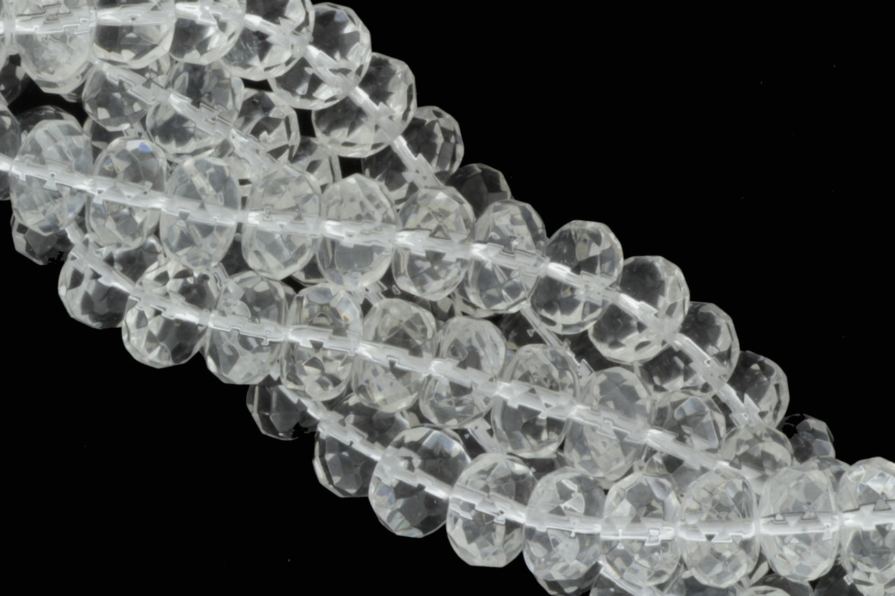 Clear Rock Crystal Quartz 10mm Faceted Rondelles